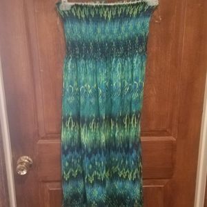 Blue Green Strapless Dress